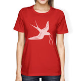 Pink Ribbon And Swallows Birds Womens Shirt
