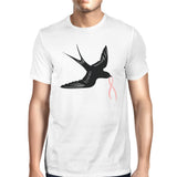Pink Ribbon And Swallows Birds Mens Shirt