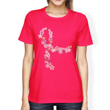 Pink Floral Ribbon Womens Shirt