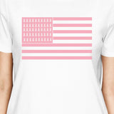 Breast Cancer Awareness Pink Flag Womens White Shirt