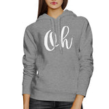 Oh Calligraphy Typography Heather Gray Hoodie Pullover Fleece