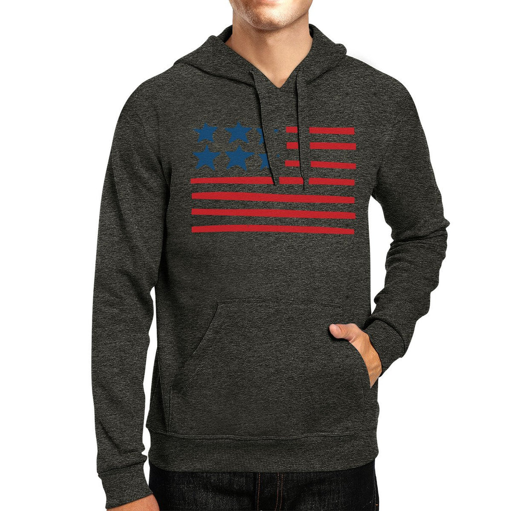 USA Flag Cute American Flag Design Unisex Gray Hoodie Gifts For Her