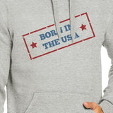 Born In The USA Unisex Graphic Hoodie Gray Round Neck Pullover Top