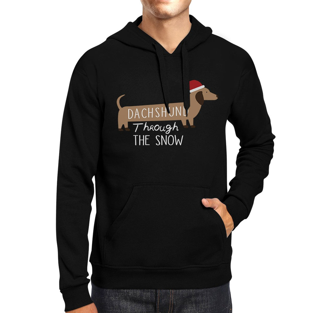 Dachshund Through The Snow Black Hoodie