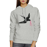 Pink Ribbon And Swallows Birds Hoodie