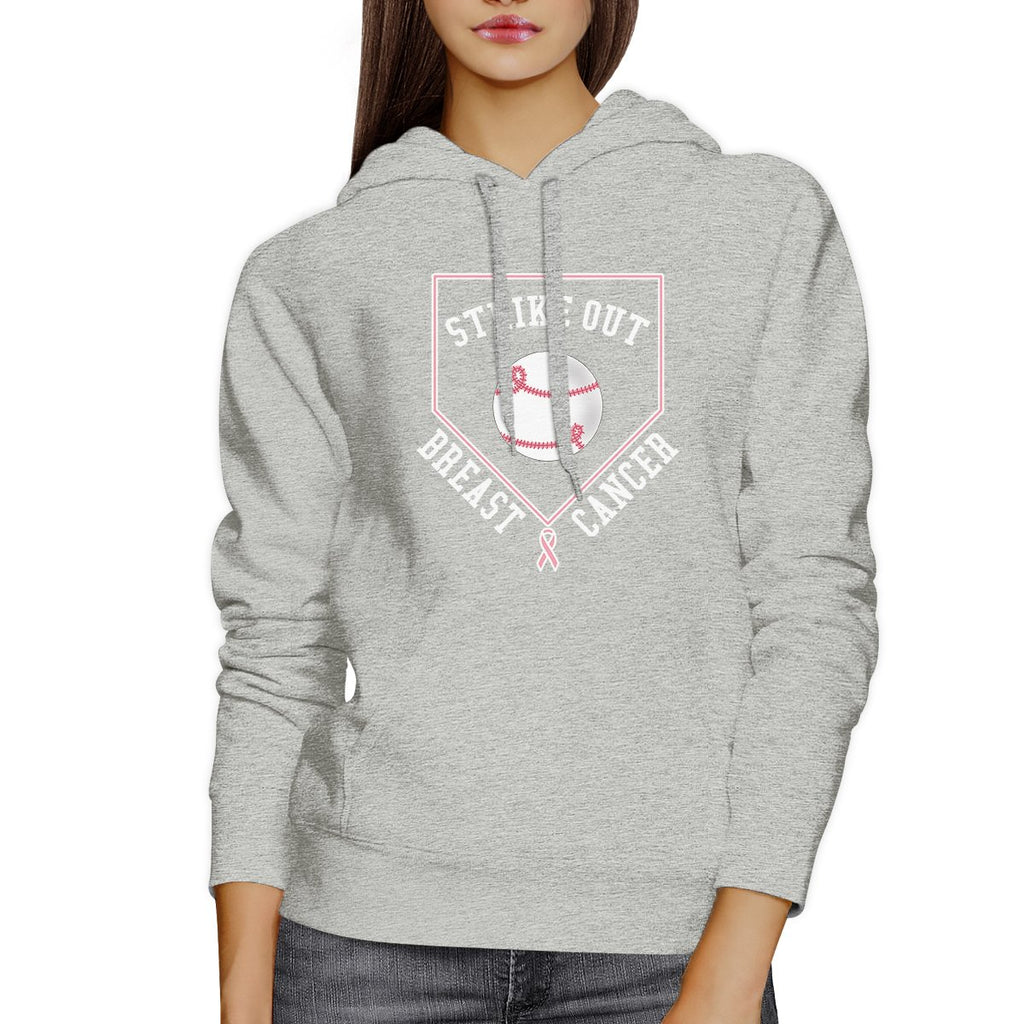 Strike Out Breast Cancer Baseball Grey Hoodie