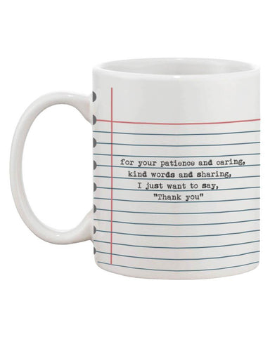 Notebook Thank You Teacher Funny Deigns 11oz Ceramic Coffee Mug