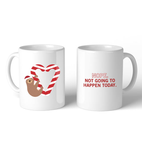 Sloth Heart Candy Cane  Mug Christmas Gift Idea Cute Ceramic Mugs