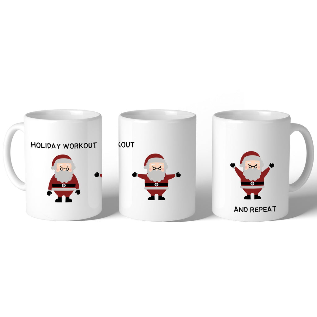 Holiday Workout Santa  Mug Christmas Gift Idea Cute Ceramic Mugs