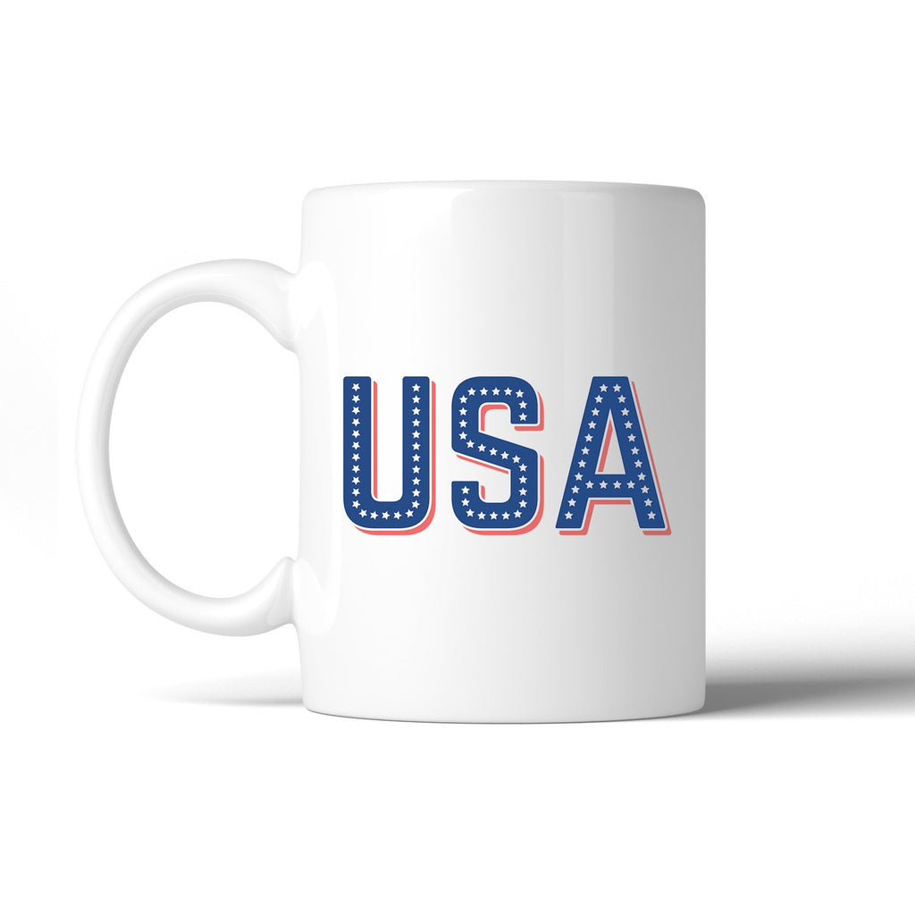 USA With Stars 11oz Unique Design Coffee Mug Cute Patriotic Gifts