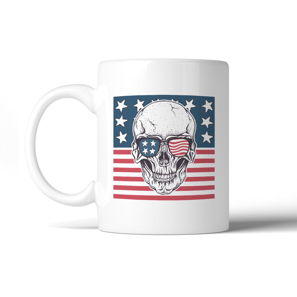 Skull American Flag Design Coffee Mug Microwave Dishwasher Safe