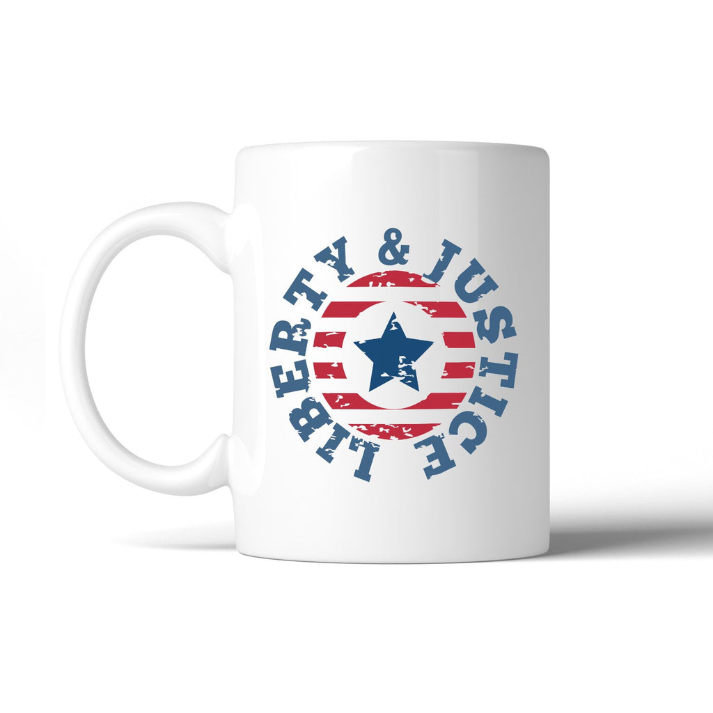 Liberty & Justice American Flag Coffee Mug For Independence Day