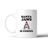 Santa Jaws Is Coming White Mug
