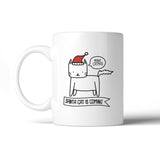 Meowy Catmas Santa Cat Is Coming White Mug