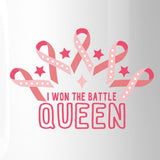 Won The Battle Queen Breast Cancer Awareness White Mug