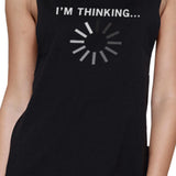 Im Thinking Black Muscle Tank Top Work Out Sleeveless Muscle Shirt