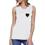 Melting Heart Women's White Muscle Top Cute Heart Pocket-Size Print