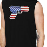 Pistol Shape American Flag Men Muscle Top Unique Fourth Of July Top