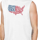Happy Birthday USA Mens White Cap Sleeve Tshirt Funny 4 Of July Tee
