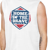 Home Of The Brave White Cotton Unique Graphic Muscle Top For Men