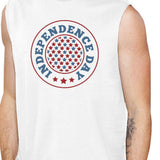 Independence Day White Crewneck Cotton Graphic Muscle Shirt For Men