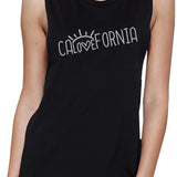 Calovefornia Womens Black Graphic Muscle Top Cotton Lightweight