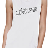 Calovefornia Womens White Muscle Top Lightweight Summer Tee Shirt
