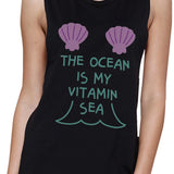 The Ocean Is My Vitamin Sea Womens Cute Summer Muscle Top Cotton