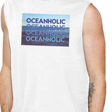 Oceanholic Mens White Graphic Tanks Lightweight Muscle Tank Top