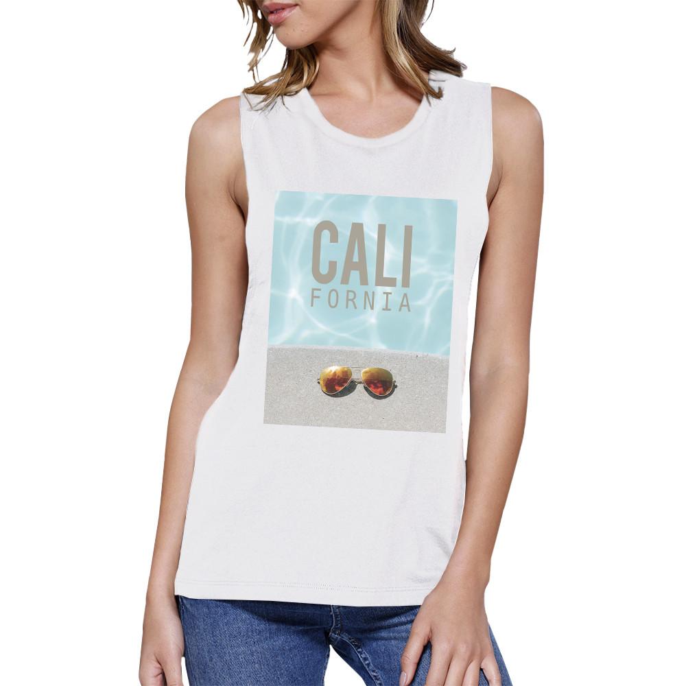 California Pool Sunglasses Womens Cute Sleeveless Muscle Top Cotton