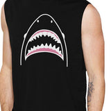 Shark Mens Black Lightweight Cotton Sleeveless Muscle Tank Top