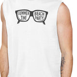 Summer Time Beach Party Mens White Muscle Top