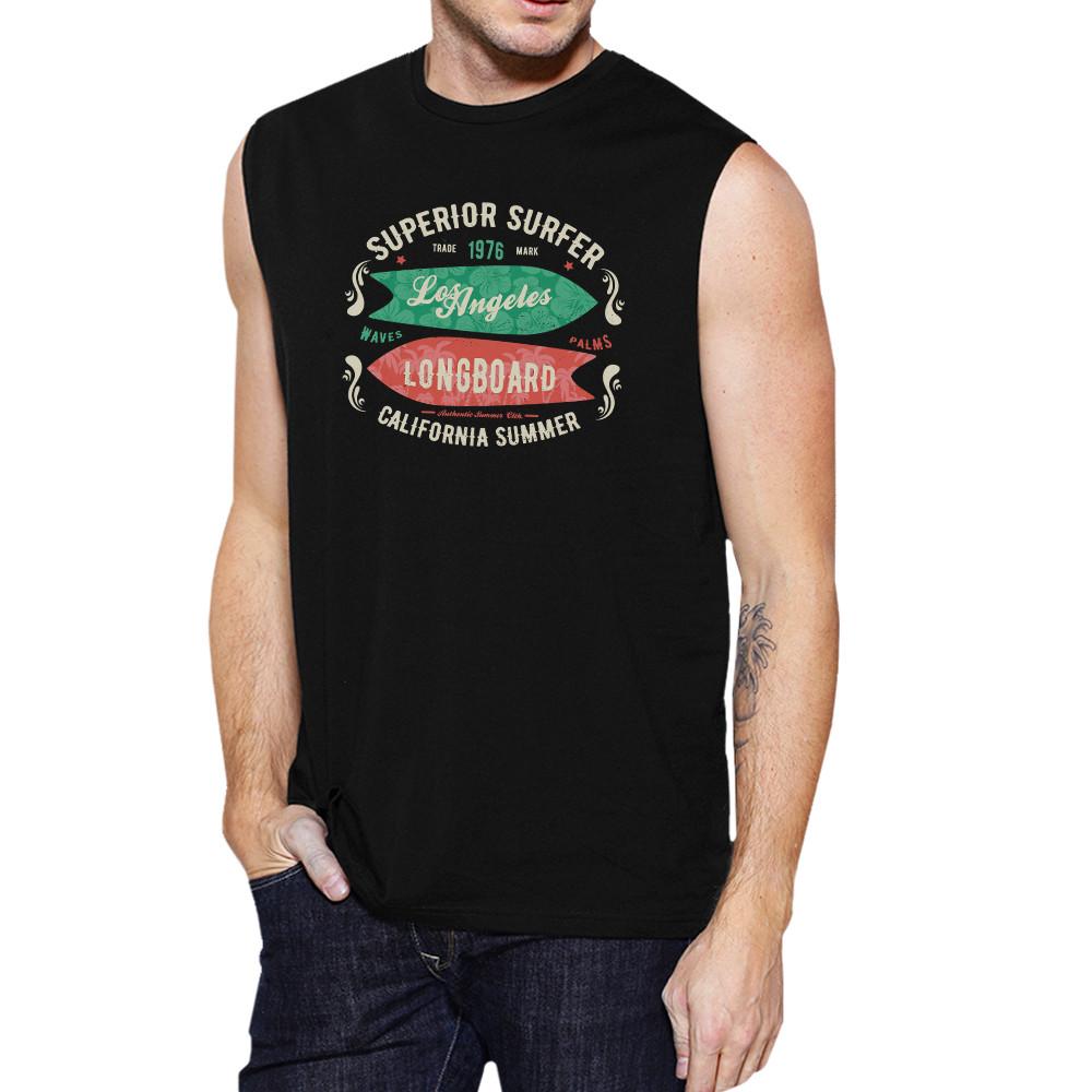Superior Surfer Los Angeles Longboard Mens Black Muscle Top