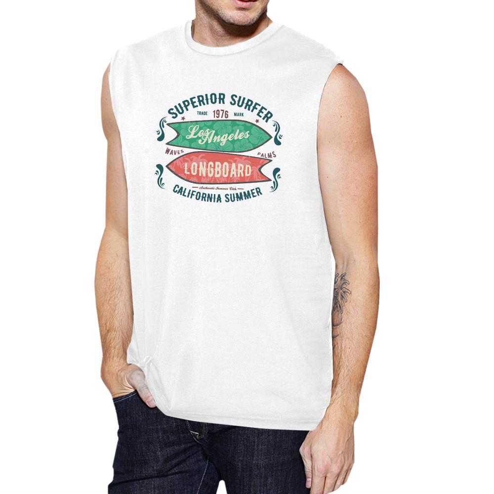 Superior Surfer Los Angeles Longboard Mens White Muscle Top