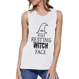 Rwf Resting Witch Face Womens White Muscle Top