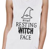 Rwf Resting Witch Face Womens White Muscle Top