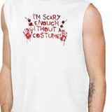 Scary Without A Costume Bloody Hands Mens White Muscle Top