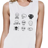 Skulls Womens White Muscle Top