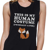 This Is My Human Costume Fox Womens Black Muscle Top