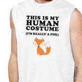 This Is My Human Costume Fox Mens White Muscle Top