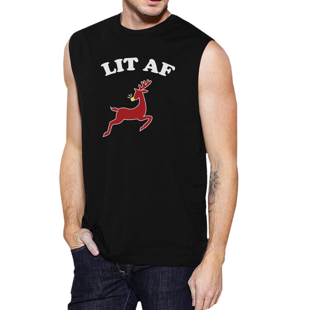 Lit Af Mens Black Muscle Top