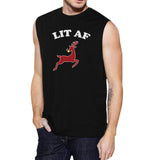 Lit Af Mens Black Muscle Top