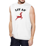 Lit Af Mens White Muscle Top