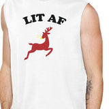 Lit Af Mens White Muscle Top