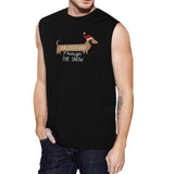 Dachshund Through The Snow Mens Black Muscle Top