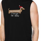Dachshund Through The Snow Mens Black Muscle Top