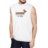 Dachshund Through The Snow Mens White Muscle Top