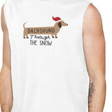 Dachshund Through The Snow Mens White Muscle Top