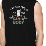 Working On My Santa Body Mens Black Muscle Top