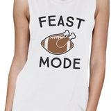 Feast Mode Womens White Muscle Top